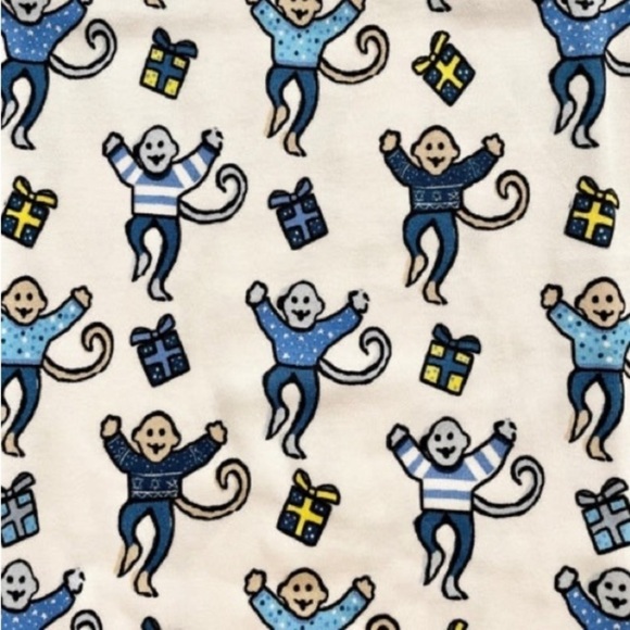 Roller Rabbit Monkey Nights 100% Cotton Pajama Set L Luxury Monkey Novelty Print - Picture 12 of 16